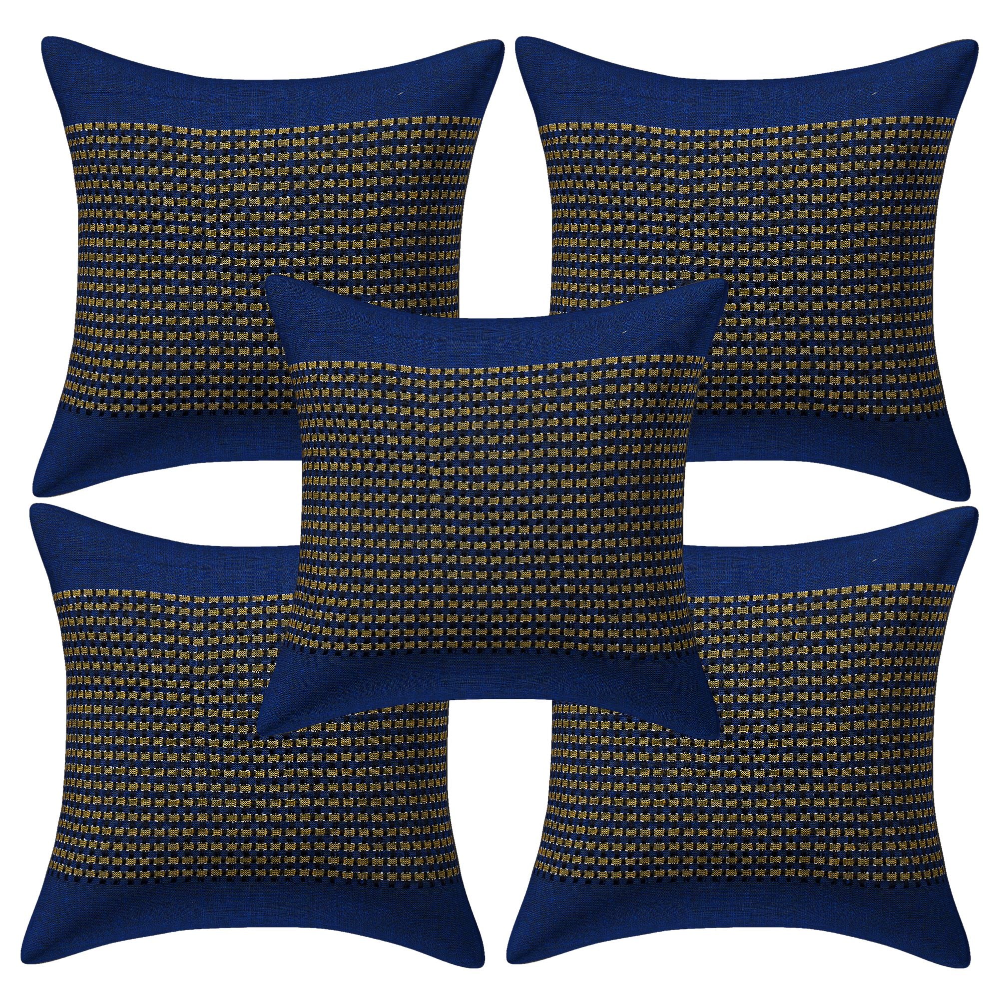 Set of 5 Cotton Cushion Covers | Spider Design Blue | 16 x 16 INCH or 40 x 40 CM