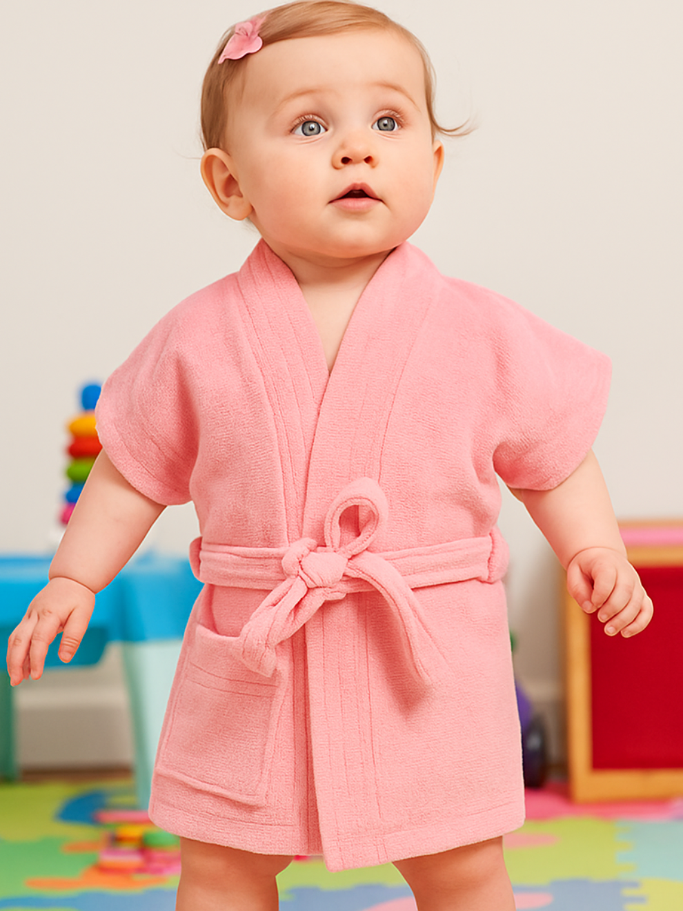 Melodious Kids Baby Bathrobe with Front Pocket – Soft, Cozy & Cute Navy Robe for Infants