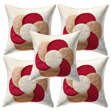 Set of 5 Velvet Cushion Covers | Gola Cream | 16 x 16 INCH or 40 x 40 CM