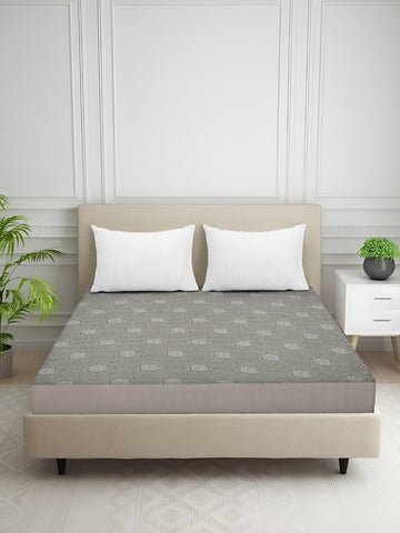 Creeva Purenest Waterproof Knitted Geomatric Circle Print Mattress Protector - Grey