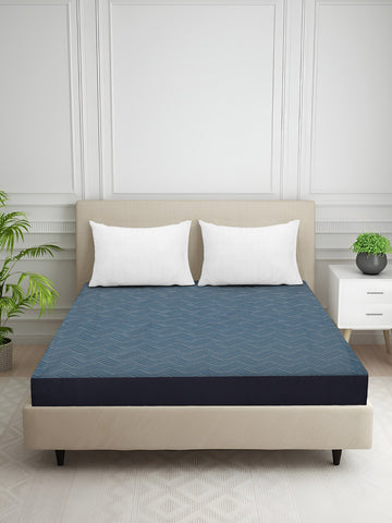 Creeva Purenest Waterproof Stripe Style Cotton Feel Jacquard Mattress Protector - Dusty Blue