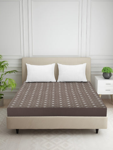 Creeva Purenest Waterproof Knitted Diamond Pattern Mattress Protector - Brown-Grey