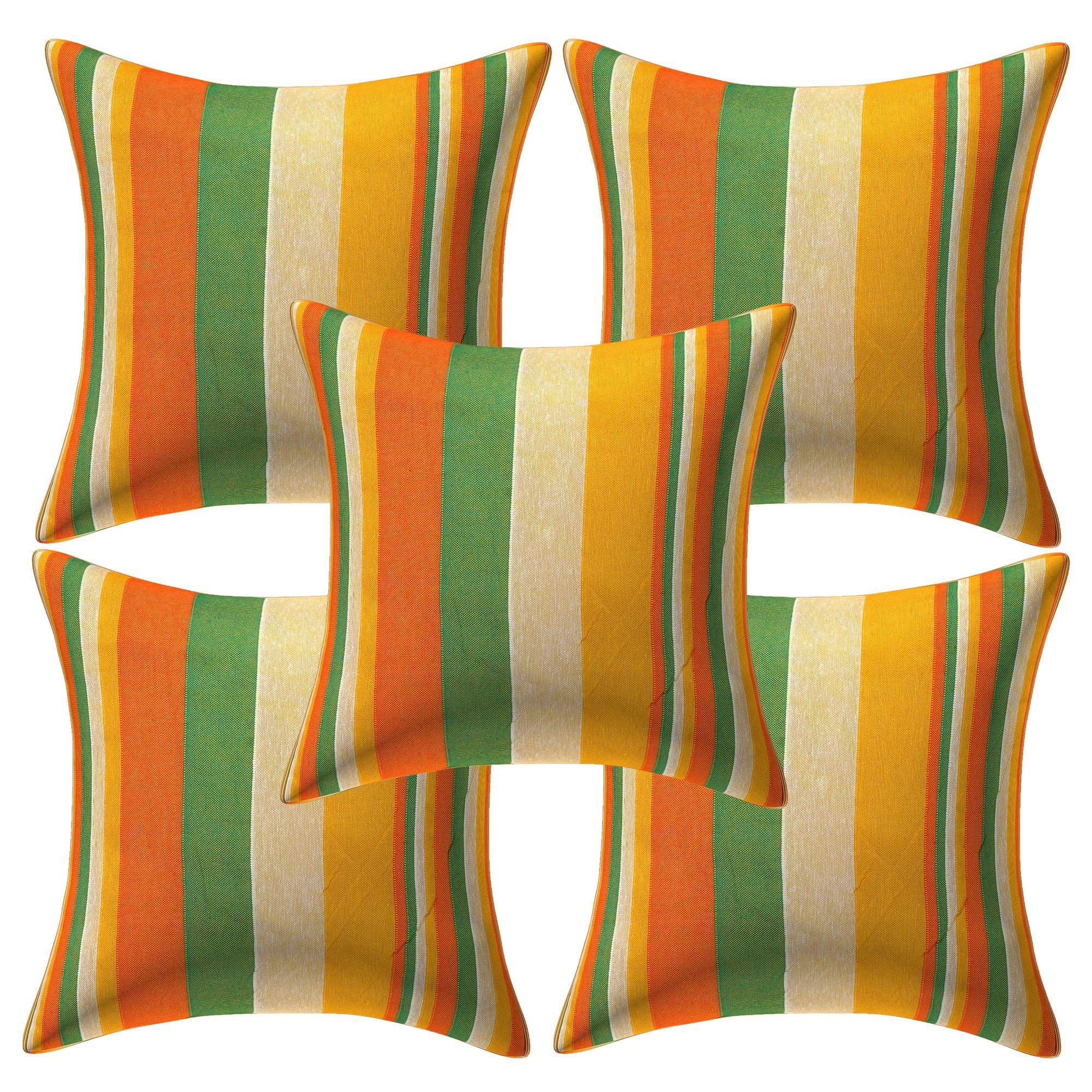 Set of 5 Cotton Cushion Covers | Tiranga Yellow | 16 x 16 INCH or 40 x 40 CM