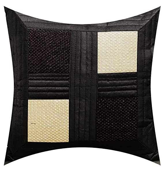 CREEVA Set of 5 Jute Box Cushion Covers | Black | 16 x 16 INCH or 40 x 40 CM