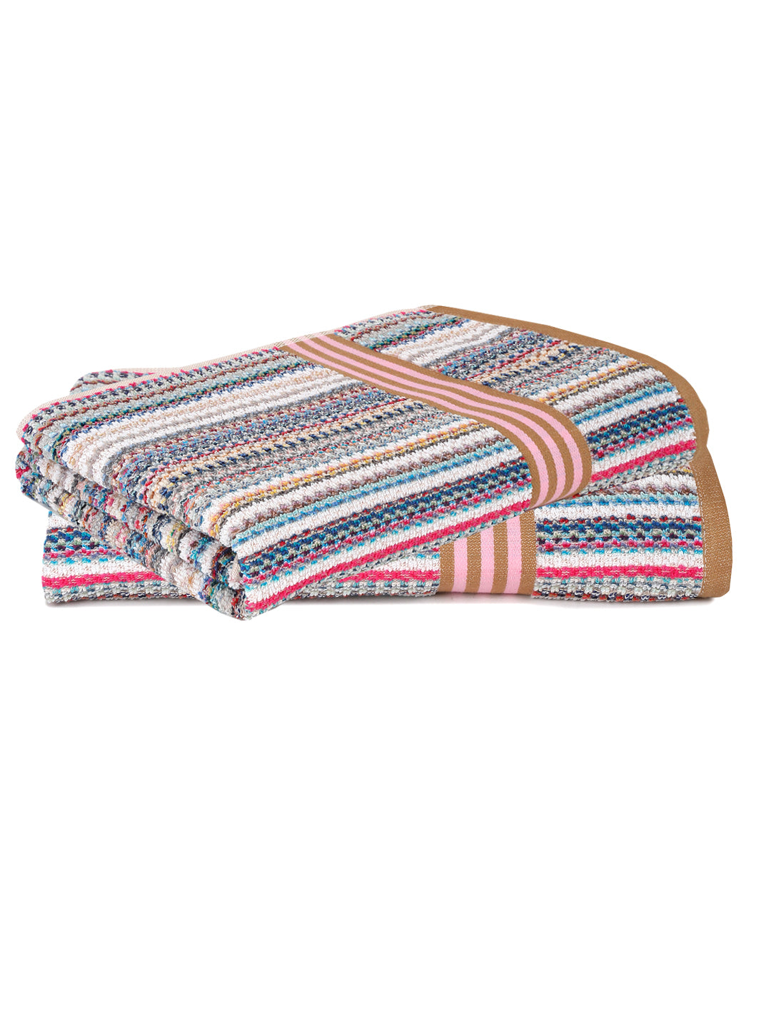 Creeva Everyday Stripe Towels – Multi-Tone Pack of 2