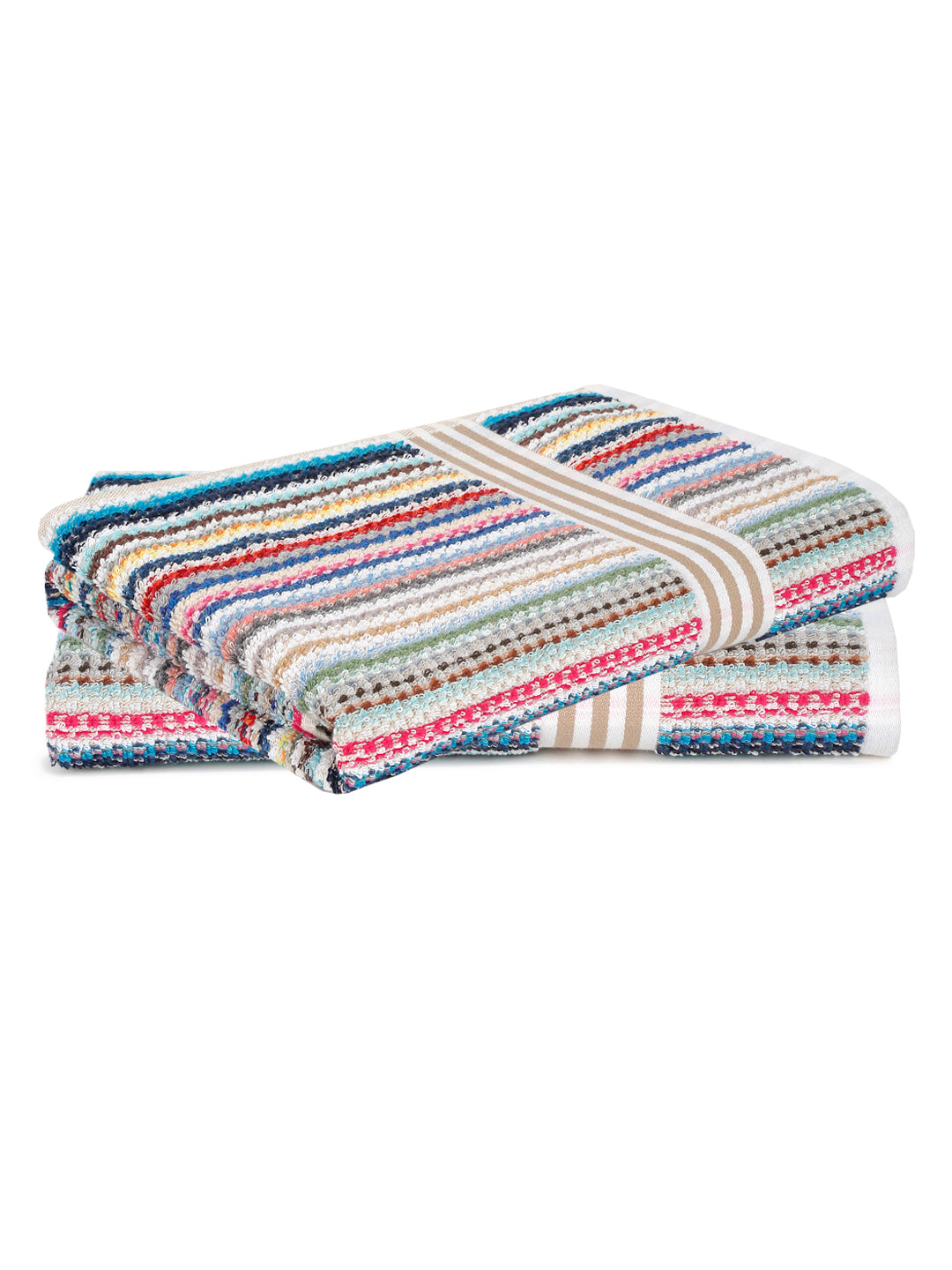 Creeva Multi Stripe Bath Essentials – 2 Towels Combo