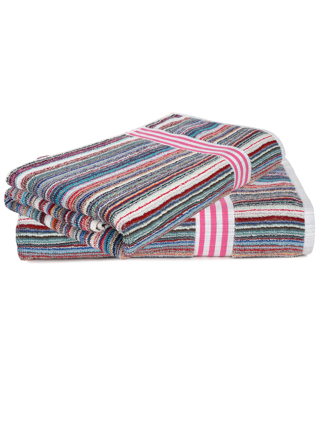 Creeva Colorful Stripe Towels – 2-Piece Cotton Set