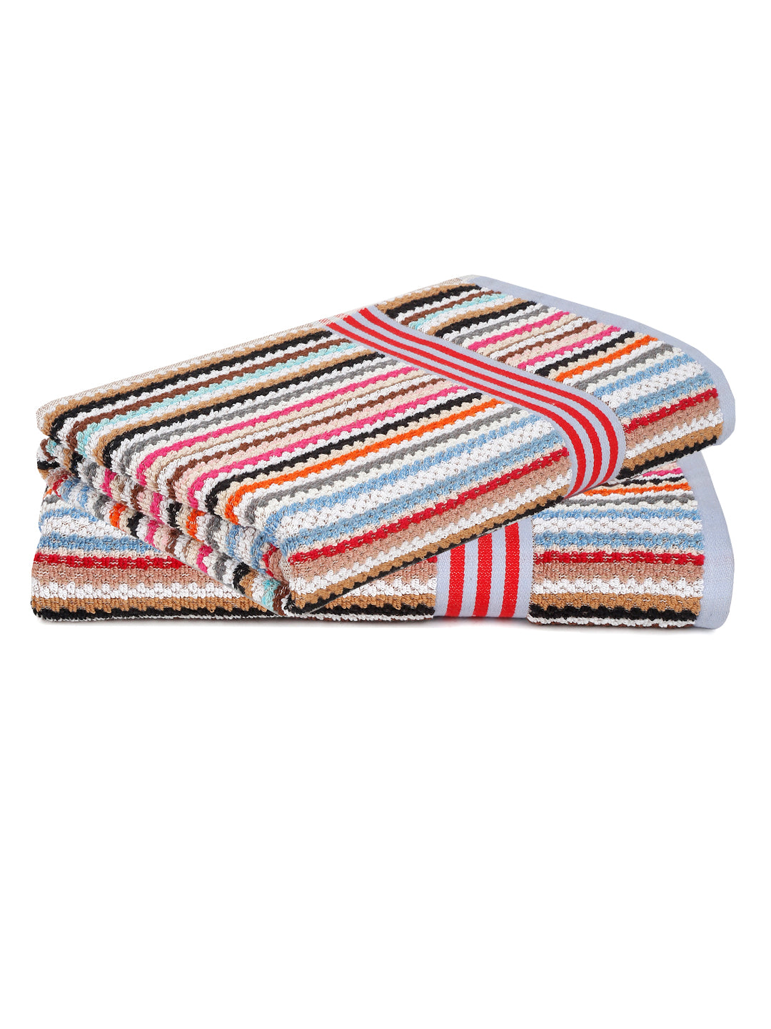 Creeva Dual Stripe Bath Towels – Multi-Hue Set