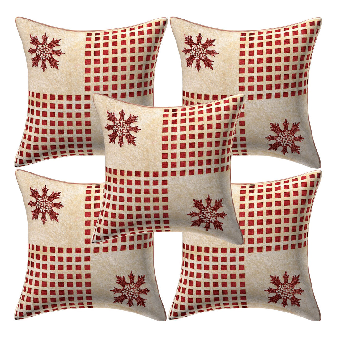 CREEVA Set of 5 Velvet Cushion Covers | Zarin Patta Golden | 16 x 16 INCH or 40 x 40 CM (Copy)