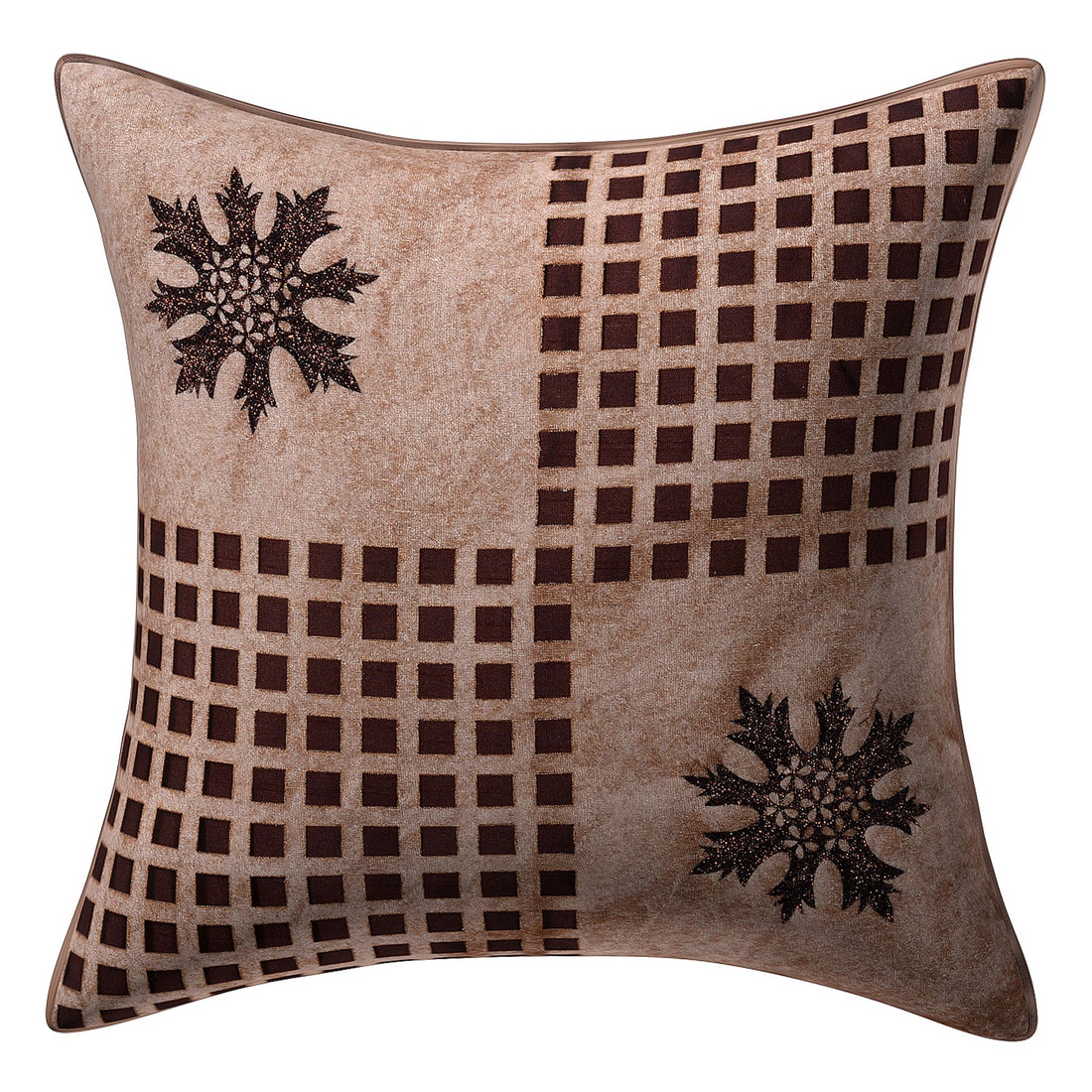 CREEVA Set of 5 Velvet Cushion Covers | Zarin Patta Golden | 16 x 16 INCH or 40 x 40 CM