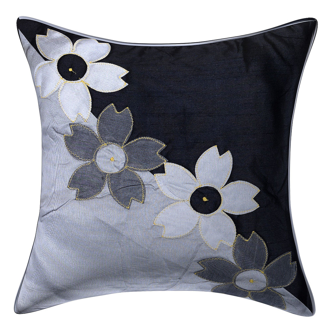 CREEVA Set of 5 Silk Cushion Covers | 4 Rose Black | 16 x 16 INCH or 40 x 40 CM