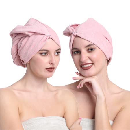 Quick-Dry Cotton Hair Towel Wrap | Pack of 2 - Bridal Rose