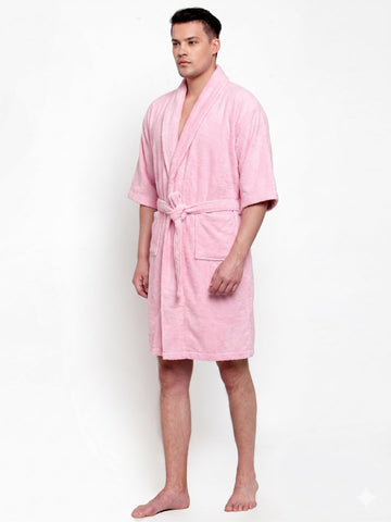 CREEVA Unisex Terry Towel Bathrobe – Soft Absorbent Spa Robe, Bridal Rose Pink