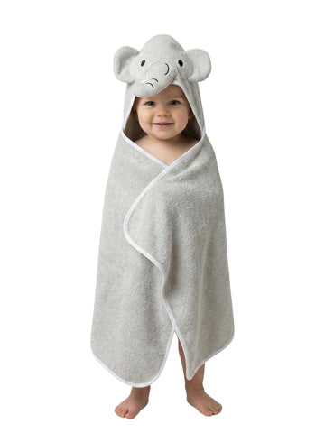 CREEVA Cuddle Baby/Kids Hooded Bath Towel in Grey – Soft Cotton with Cute Elephant Face & 3D Ear, Super Absorbent Bath Wrap for Newborns & Toddlers | (0-5 Years)