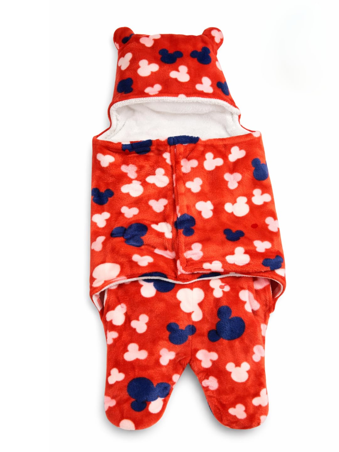 CREEVA Cuddle Newborn Baby Hooded Swaddle Wearable Blanket | Fleece Outer, 100% Cotton Inner | for Baby Boy & Girl | Red | 0-9 Months