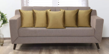 CREEVA Silk Fabric Plain Sofa Cushion Cover for Bedroom, Living Room, Office 16 x 16 Inch or 40 x 40 cm, (Pack of 5) (Gold)