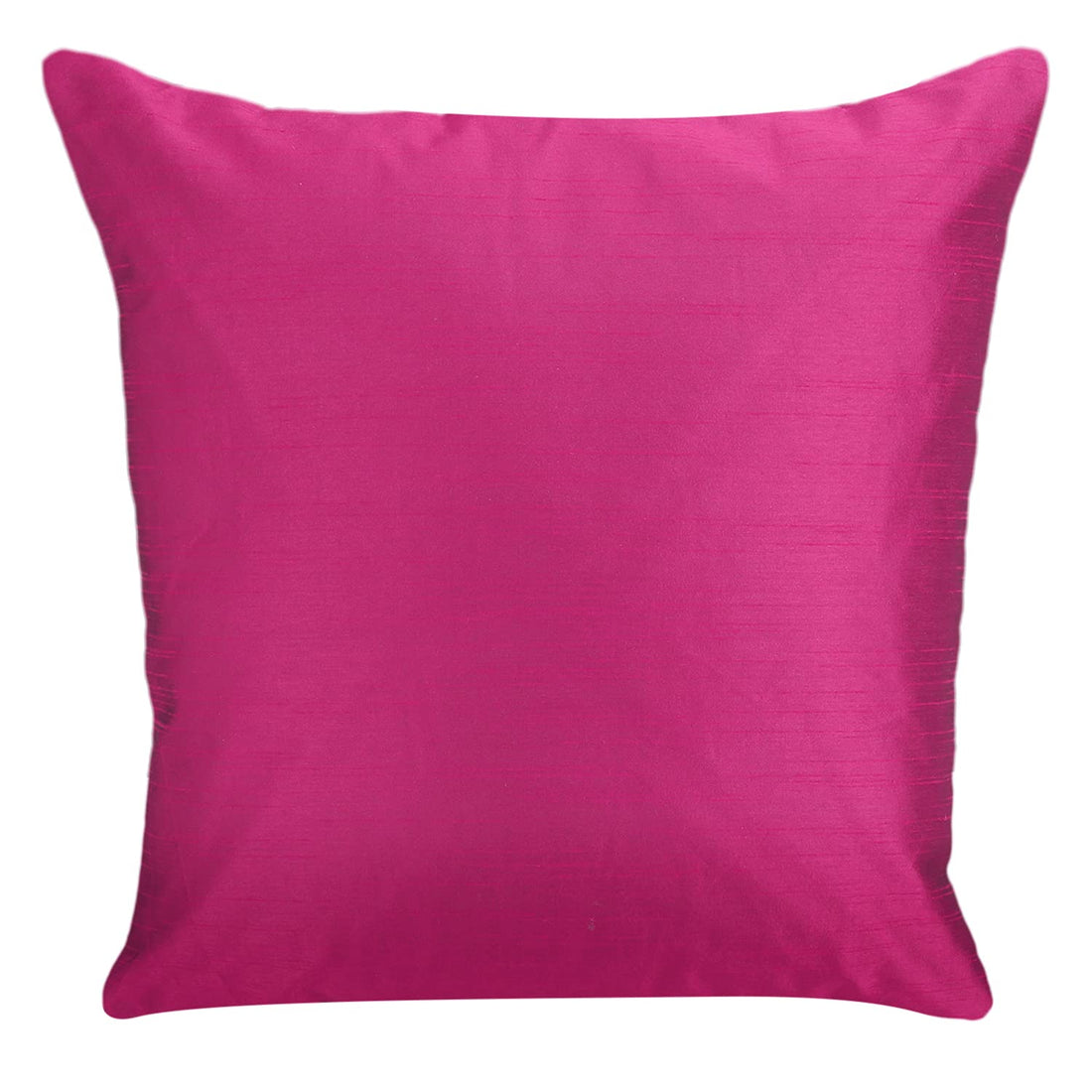 CREEVA Silk Fabric Plain Sofa Cushion Cover for Bedroom, Living Room, Office 16 x 16 Inch or 40 x 40 cm, (Pack of 5) (Fuschia)