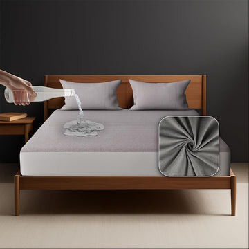 Waterproof Terry Mattress Protector with Elastic Skirting - Grey