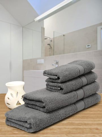 CREEVA Soft and Plush, 100% Cotton, Highly Absorbent, Bathroom Towels, Super Soft, 4 Piece Towel Set (1 Bath Towel, 1 Lady Bath Towel, 2 Hand Towels), 525 GSM