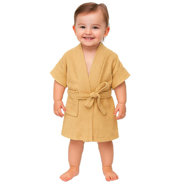 CREEVA Melodious Baby Bathrobe with Front Pocket – Soft, Cozy & Cute Camel Robe for Infants