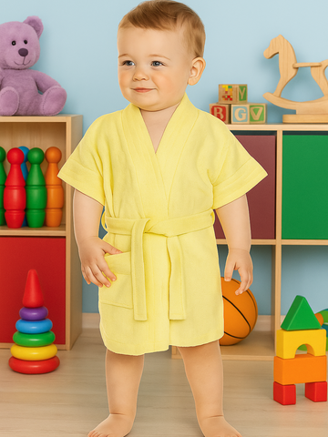 Melodious Baby Bathrobe with Front Pocket – Soft, Cozy & Cute Lemon Robe for Infants