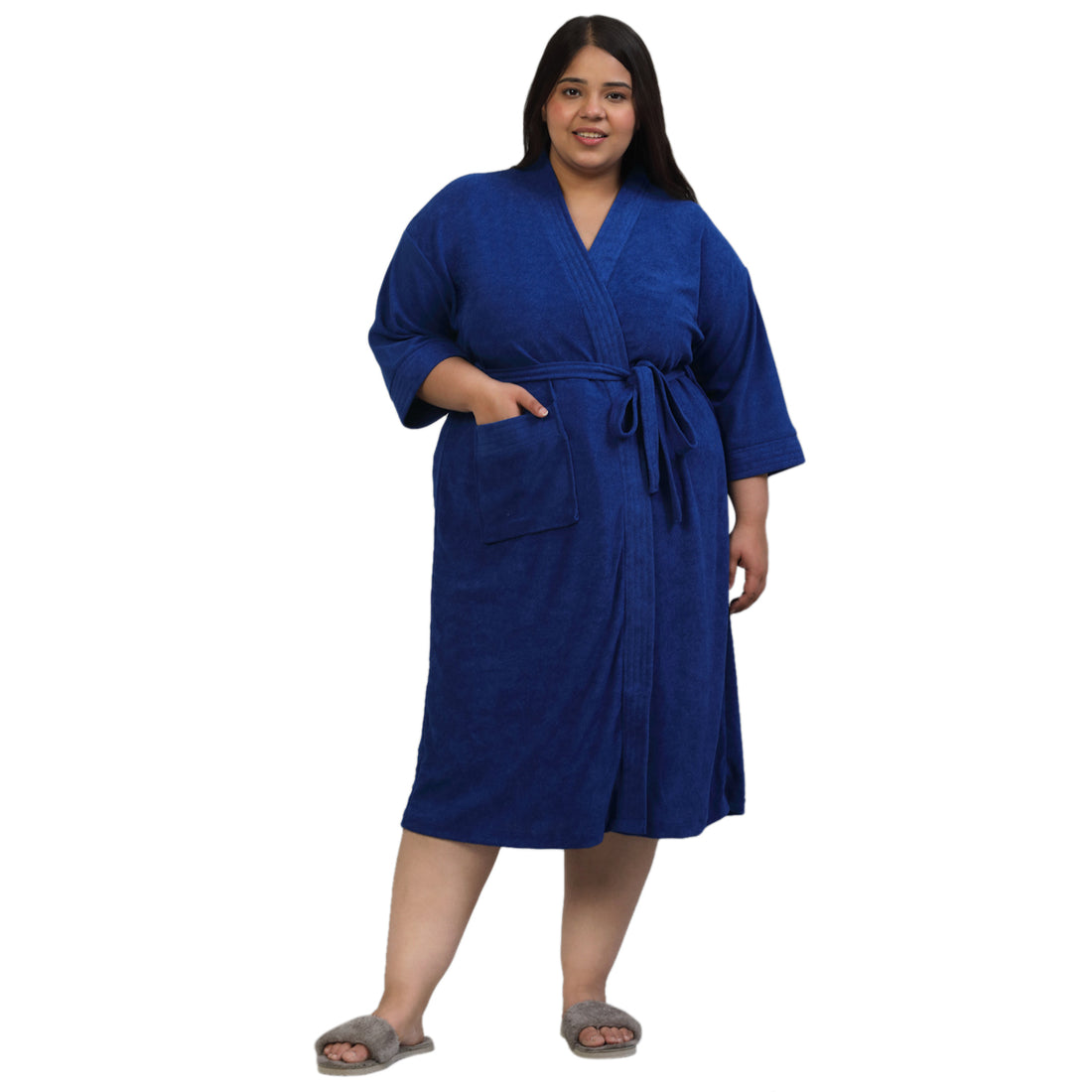 Plus Size Micro Terry Bathrobe for Men & Women | Soft and Elegant - Royal Blue