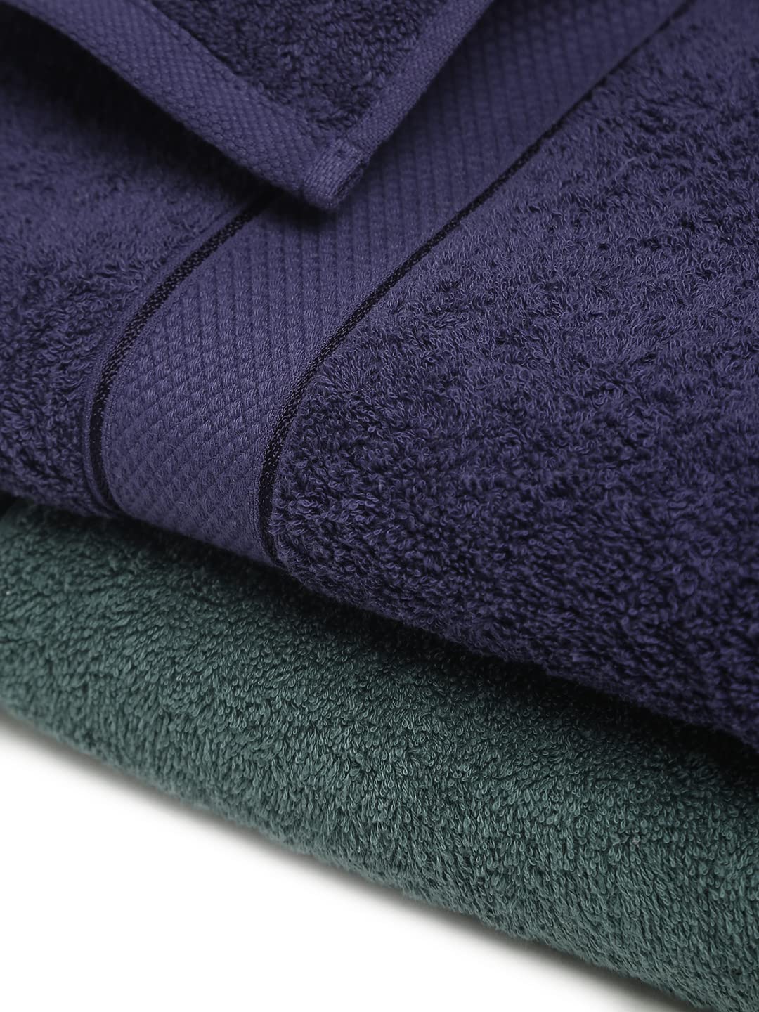 CREEVA 100% Terry Cotton Set of 2 Couple Bath Towel | 1 Large 75X150 Cm and 1 Medium 120X60 Cm | Ultra Soft, Highly Absorbent and Quick Dry Towels for Men & Women Daily Use Bath Set of 2 - Dark Green & Navy