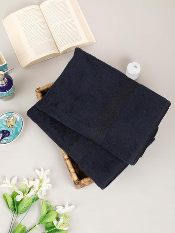 CREEVA Classic Cotton Bath Towel Set of 2, 545 GSM, 70x145 cm - Navy Elegance