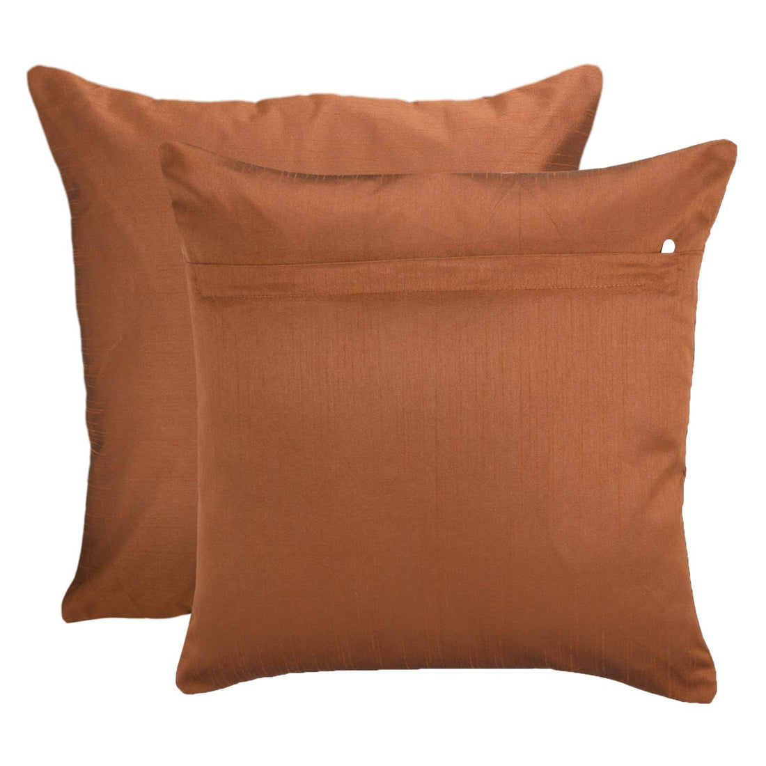 CREEVA Silk Fabric Plain Sofa Cushion Cover for Bedroom, Living Room, Office 16 x 16 Inch or 40 x 40 cm, (Pack of 5) (Rust)
