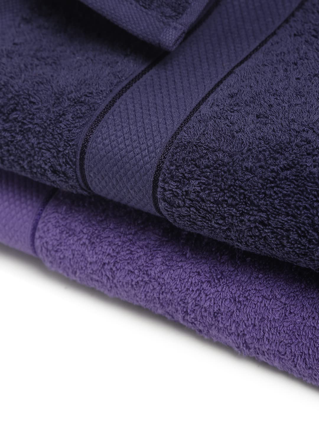CREEVA 100% Terry Cotton Set of 2 Couple Bath Towel | 1 Large 75X150 Cm and 1 Medium 120X60 Cm | Ultra Soft, Highly Absorbent and Quick Dry Towels for Men & Women Daily Use Bath Set of 2 - Violet & Navy