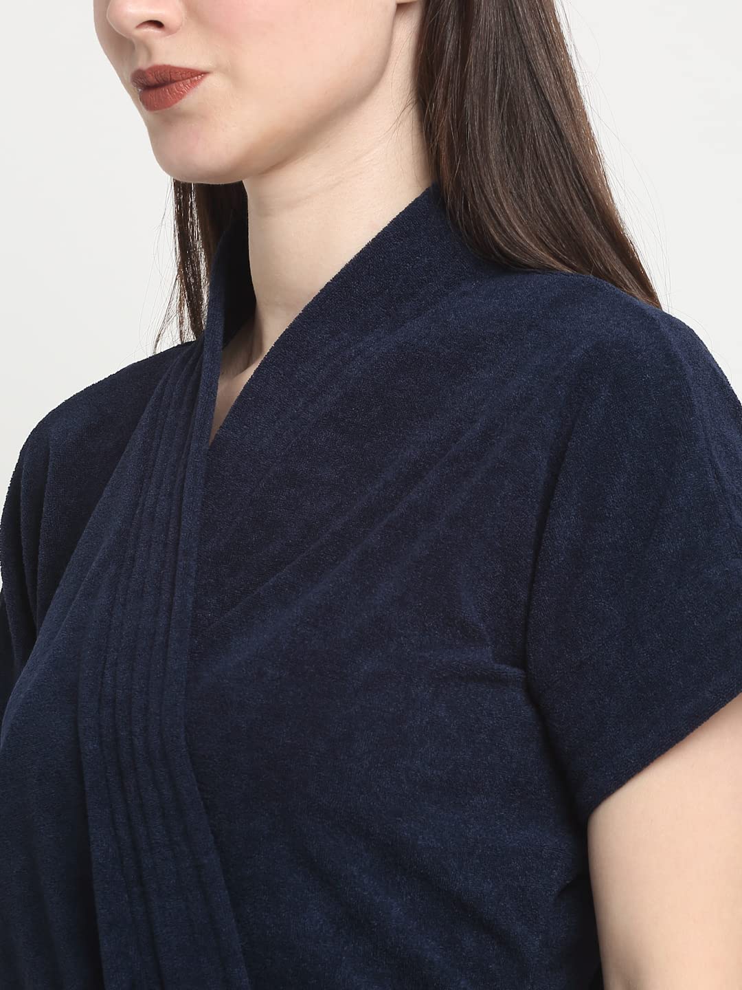 CREEVA Everyday Bathrobe for Women Micro Terry Robe | Soft and Easy to Absorb & Dry| Unisex Bathrobe (Navy Blue) Free Size