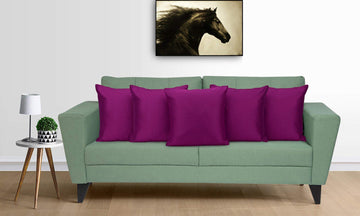 CREEVA Silk Fabric Plain Sofa Cushion Cover for Bedroom, Living Room, Office 16 x 16 Inch or 40 x 40 cm, (Pack of 5) (Purple)