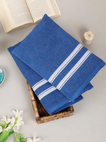 CREEVA Comfort Living Cotton Bath Towel Set of 2, 410 GSM, 70x140 cm - Royal Blue Duo