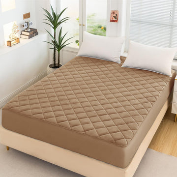 Creeva Purenest Waterproof Cotton Feel Quilted Mattress Protector - Mushroom Brown