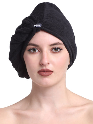 Luxury Cotton Hair Wrap Towel | Soft & Quick Dry | 380 GSM - Black