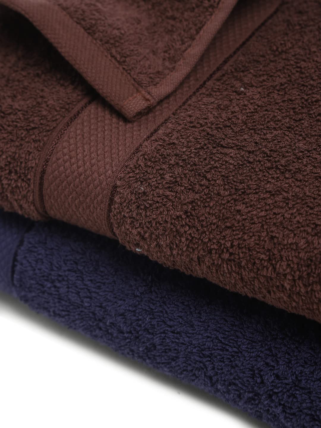 CREEVA 100% Terry Cotton Set of 2 Couple Bath Towel | 1 Large 75X150 Cm and 1 Medium 120X60 Cm | Ultra Soft, Highly Absorbent and Quick Dry Towels for Men & Women Daily Use Bath Set of 2 - Navy & Wine