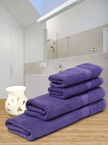 CREEVA Soft and Plush, 100% Cotton, Highly Absorbent, Bathroom Towels, Super Soft, 4 Piece Towel Set (1 Bath Towel, 1 Lady Bath Towel, 2 Hand Towels), 525 GSM