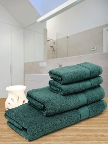 CREEVA Soft and Plush, 100% Cotton, Highly Absorbent, Bathroom Towels, Super Soft, 4 Piece Towel Set (1 Bath Towel, 1 Lady Bath Towel, 2 Hand Towels), 525 GSM