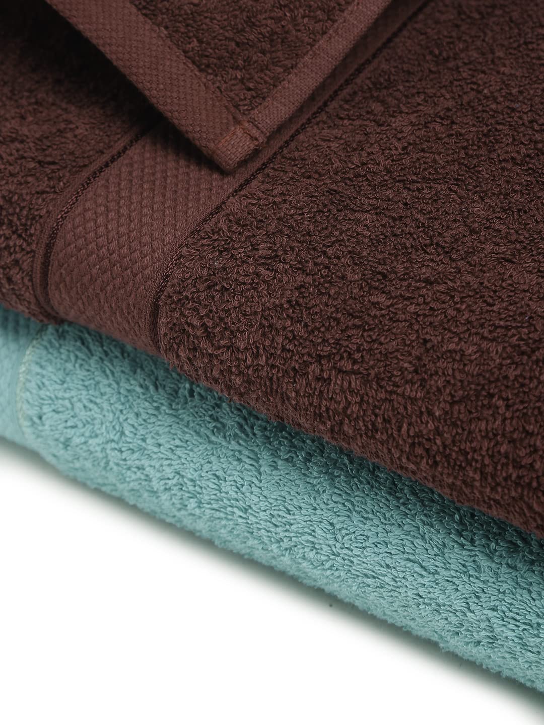 CREEVA 100% Terry Cotton Set of 2 Couple Bath Towel | 1 Large 75X150 Cm and 1 Medium 120X60 Cm | Ultra Soft, Highly Absorbent and Quick Dry Towels for Men & Women Daily Use Bath Set of 2 - Sea Green & Wine