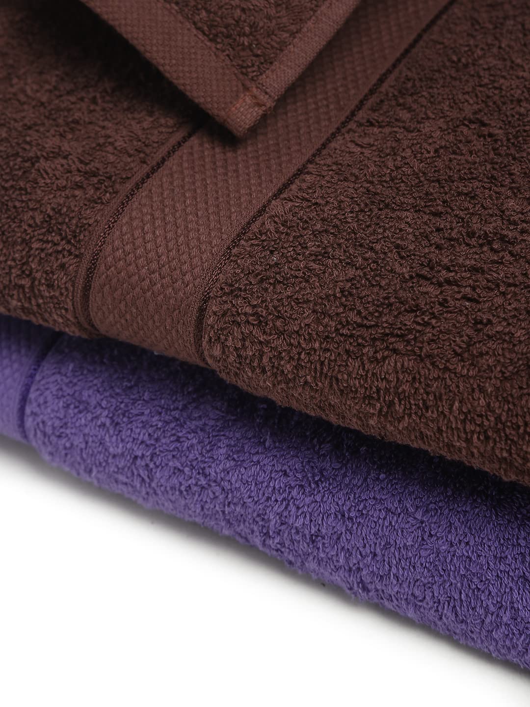 CREEVA 100% Terry Cotton Set of 2 Couple Bath Towel |1 Large 75X150 Cm and 1 Medium 120X60 Cm | Ultra Soft, Highly Absorbent and Quick Dry Towels for Men & Women Daily Use Bath Set of 2 - Violet & Wine