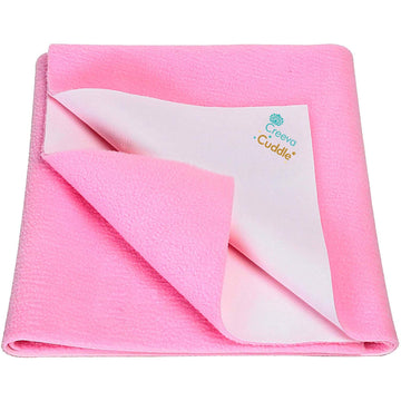 Creeva Cuddle Waterproof Baby Dry Sheet (Baby Pink) | Ultra-Soft Fleece Bed Protector for Babies & Kids