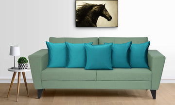 CREEVA Silk Fabric Plain Sofa Cushion Cover for Bedroom, Living Room, Office 16 x 16 Inch or 40 x 40 cm, (Pack of 5) (Teal)