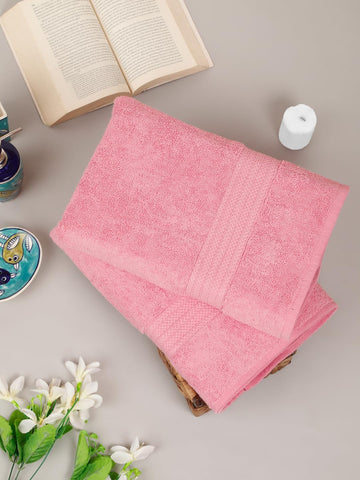 CREEVA Classic Cotton Bath Towel Set of 2, 545 GSM, 70x145 cm - Baby Pink Delight
