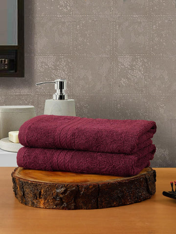 CREEVA Classic Cotton Hand Towel Set of 2 | Cozy 545 GSM | 60 x 40 cm - Rich Wine