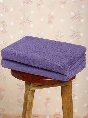 CREEVA 380 GSM Solid Gym Towel 50 X 105 CM Purple Color, Highly Absorbent, Ultra Soft Pack of 2
