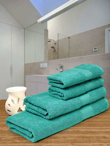 CREEVA Soft and Plush, 100% Cotton, Highly Absorbent, Bathroom Towels, Super Soft, 4 Piece Towel Set (1 Bath Towel, 1 Lady Bath Towel, 2 Hand Towels), 525 GSM