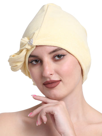 Luxury Cotton Hair Wrap Towel | Soft & Quick Dry | 380 GSM - Lemon Yellow
