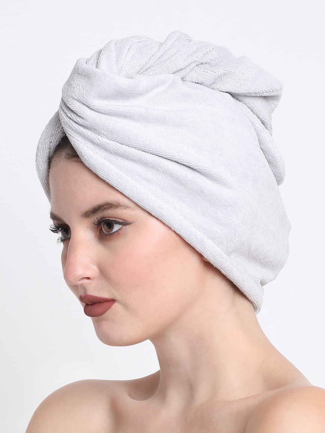 Luxury Cotton Hair Wrap Towel | Soft & Quick Dry | 380 GSM - Silver Grey