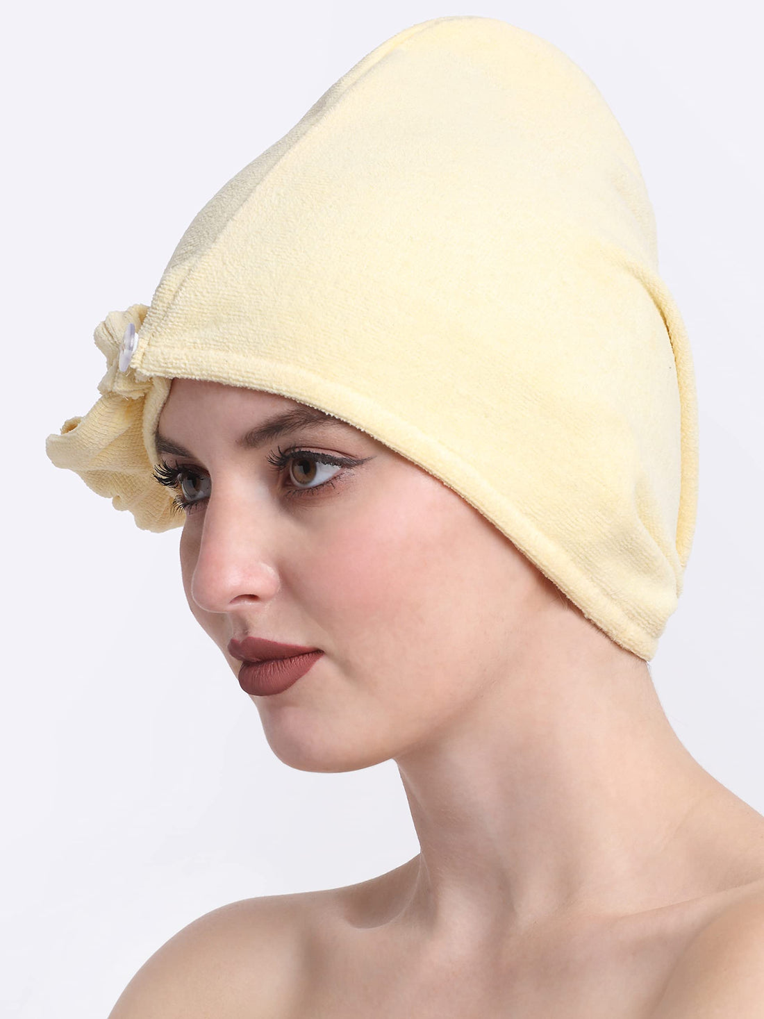 Quick-Dry Cotton Hair Towel Wrap | Pack of 2 - Lemon Yellow