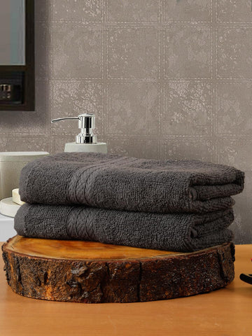 CREEVA Classic Cotton Hand Towel Set of 2 | Premium 545 GSM | 60 x 40 cm - Elegant Grey